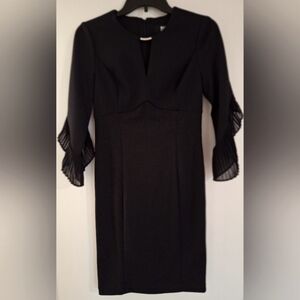 NEW DKNY BLACK SHEATH W/SILVER ACCENT DRESS. KNEE-LENGTH. NWOT
